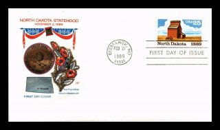 Dr Jim Stamps Us North Dakota Statehood House Of Farnum Fdc Cover Bismarck