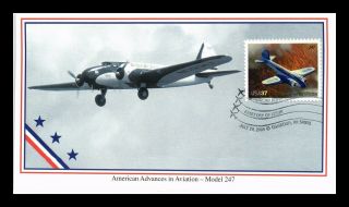 Dr Jim Stamps Us Model 247 American Advances In Aviation First Day Cover Mystic