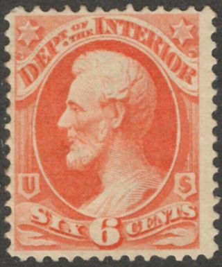 U.  S.  O18 M/hr Og F/vf 6 Cent Dept.  Of The Interior Official Stamp,  Scv $70.