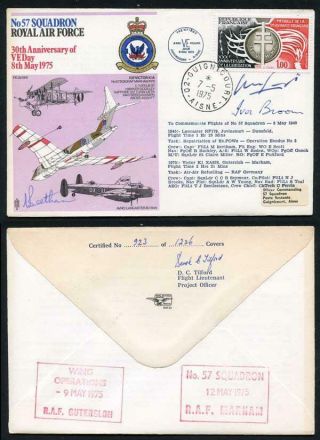Raf33d No.  57 Squadron 30th Ann Of Ve Day Signed By Beetham - Broom - Giddings