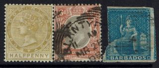 British Commonwealth 3 Stamps,  2,  1 Hinged,  Hinge Remnant - Lot 120716