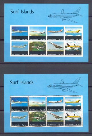 England Local=surf Islands - Planes - 2 Sh.  Perf,  Imperf Mnh Vf @1