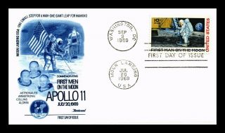 Dr Jim Stamps Us Apollo 11 Men On Moon Air Mail First Day Cover Fleetwood