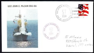 Guided Missile Destroyer Uss John S.  Mccain Ddg - 56 Mhcachets Naval Cover (4742z)