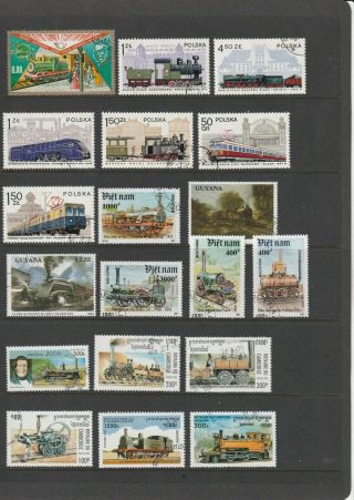 Trains Locomotives - Thematic Stamp Selection 3 Scans (2389l)