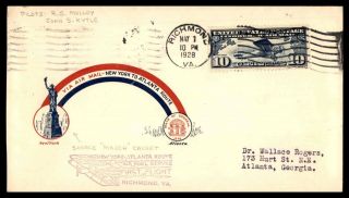 Mayfairstamps 1928 Us Flight Virginia Ny To Atlant Route Richmond Scarce Mauch C