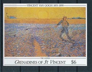 D280264 Paintings Art Van Gogh The Sower S/s Mnh Grenadines Of St.  Vincent