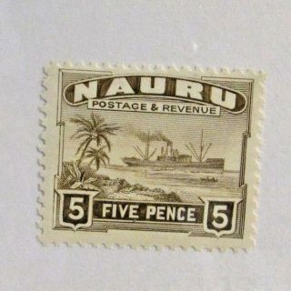 Nauru Sc 24 Mh,  5 Pence,  Nature,  Trees,  Boat Postage Stamp,  Fine,