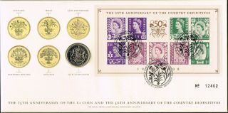 25th Anniv Of The £1 Coin And 50th Anniv Of The Country Definitives £1 Coin Fdc