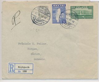 Lk81089 Iceland To Switzerland 1939 Registered Cover
