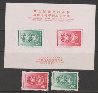 China - Republic 1962 Unicef 15th Anniverary Set,  Souvenir Sheet (sc 1340 - 41a)