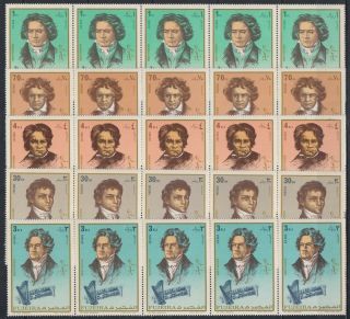 V305.  5x Fujeira - Mnh - Famous People - Beethoven -