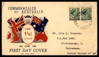 Mayfairstamps Australia Fdc 1950 1 1/2 D.  Stamp Wide World Brand First Day C