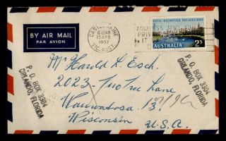 Dr Who 1957 Australia Castlemaine Slogan Cancel Airmail To Usa E51488