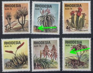 Rhodesia Mardon 1975 Aloes Sg514 - 9 Um With Varieties 789