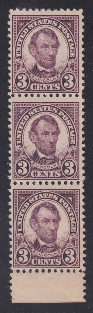 Tdstamps: Us Stamps Scott 555 3c Lincoln Nh Og Strip Of 3