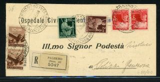Italy Postal History Lot 5 1946 Reg Multifranked Palermo - Polizzi Generosa $$$