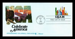 Dr Jim Stamps Us Celebrate America Air Mail Fdc Monarch Postal Stationery Cover