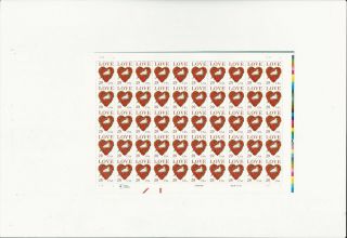 Us Stamps Sheet/postage Sct 2814 Love Heart Mnh F - Vf Og Fv$14.  50