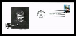 Dr Jim Stamps Us Fdc Legal Size Cover Eddie Rickenbacker Aviation Pioneer