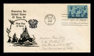 Us Cover Wwii Navy Sailors Fdc Scott 935 Thermographed Cachet