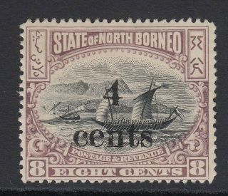 North Borneo 1904 4c On 8c Sg148 Fine Mtd