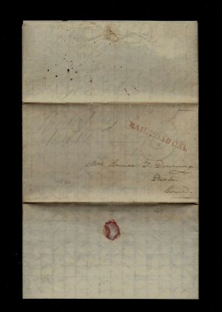 1846 Springfield Ma To Preston,  Ct Stampless " Railroad Car " Cancel - Long Letter