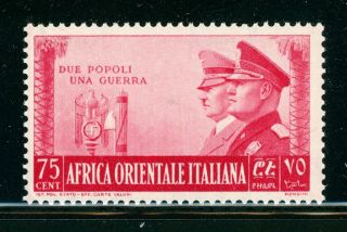 Italian East Africa Mh Selections: Scott 39 75c Hitler Mussolini (1941) Cv$4,
