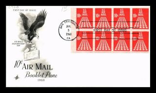 Us Cover Air Mail 10c Booklet Pane Fdc Eagle Artcraft Cachet