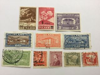 Old Stamps Iceland X 11