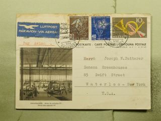 Dr Who 1949 Switzerland Romanshorn Uprated Postal Card Airmail To Usa E53614