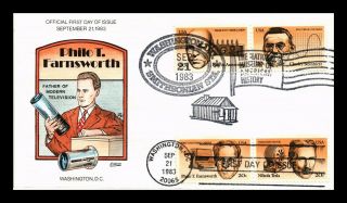 Dr Jim Stamps Us Philo T Farnsworth Inventors Combo Fdc Cover Hand Colored