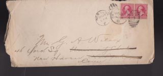 1891 Us Cover Late Arrival Detention W Hand Cancel Two Cent Stamps