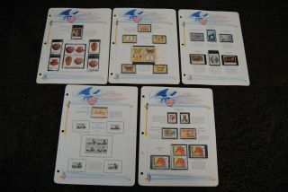5 Old 1977 White Ace Us Stamp Album Pages With 33 Us Stamps