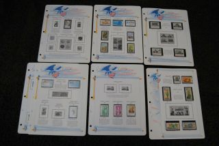 7 Old 1981 White Ace Us Stamp Album Pages With 24 Us Stamps