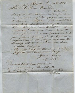 1848 Stampless Letter Mystic CT to London CT Green CDS & PAID 5 2