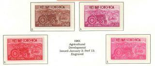 South Viet Nam - 1961 - Sc 150 - 153 - Tractor And Plow - Agriculture Dev - Mnh