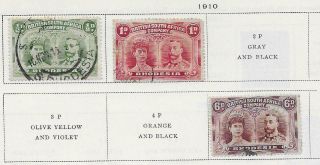 3 Rhodesia Stamps From Quality Old Album 1910