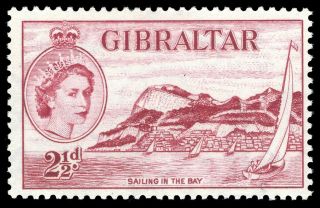 Gibraltar 1959 Qeii 2½d Deep Carmine Mnh.  Sg 149a.