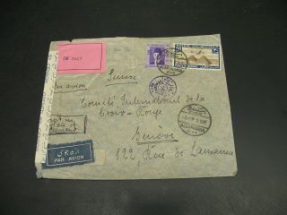 Egypt 1939 Censored Registered Airmail Cover To Switzerland 2056