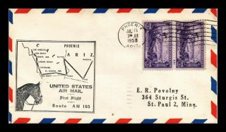 Dr Jim Stamps Us Am 105 Phoenix First Flight Air Mail Cover Los Angeles