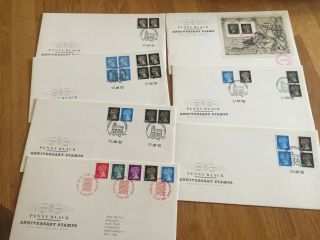 Gb Uk 7 Fdc Covers All Penny Black Anniversary Incl Miniature Sheet