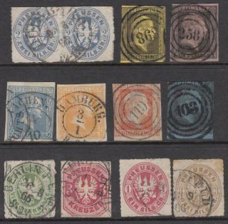 Prussia 19th Century 11 Diff Stamps With Pair Cv $221