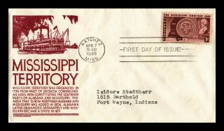 Us Cover Mississippi Territory Fdc Anderson Cachet Scott 955