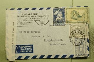 Dr Who 1950 Greece Athens Airmail To Germany Censored E52638