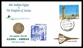 Jordan Aqaba First Flight Concorde May 29 1989 Cover To Amman Jordan Arrival