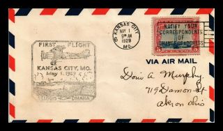 Dr Jim Stamps Us Kansas City Missouri First Flight Air Mail Cover 1929