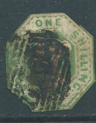 Queen Victoria Stamp Sg54 1/ - Green Embossed Cut To Shape R4086c