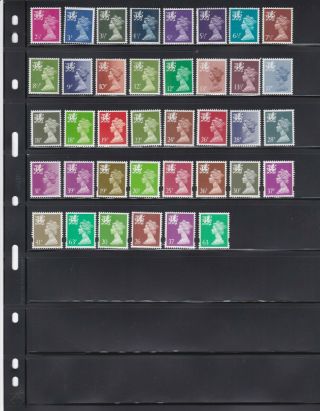 Great Britain - Wales - Machins - 38 Different Mnh,  Scv $58