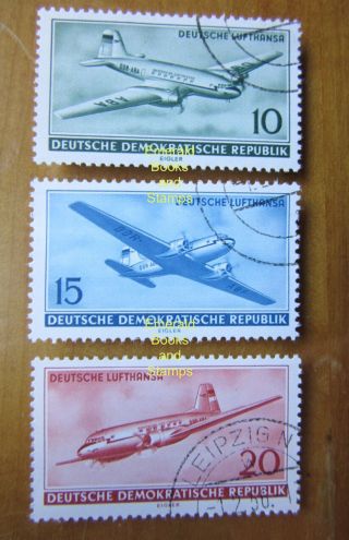 Ebs East Germany Ddr 1956 Deutsche Lufthansa Civil Air Travel Michel 513 - 515 Cto